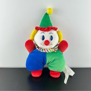 Vintage 90s Battat Velour Clown Primary Colors Plush Stuffed Animal 11”